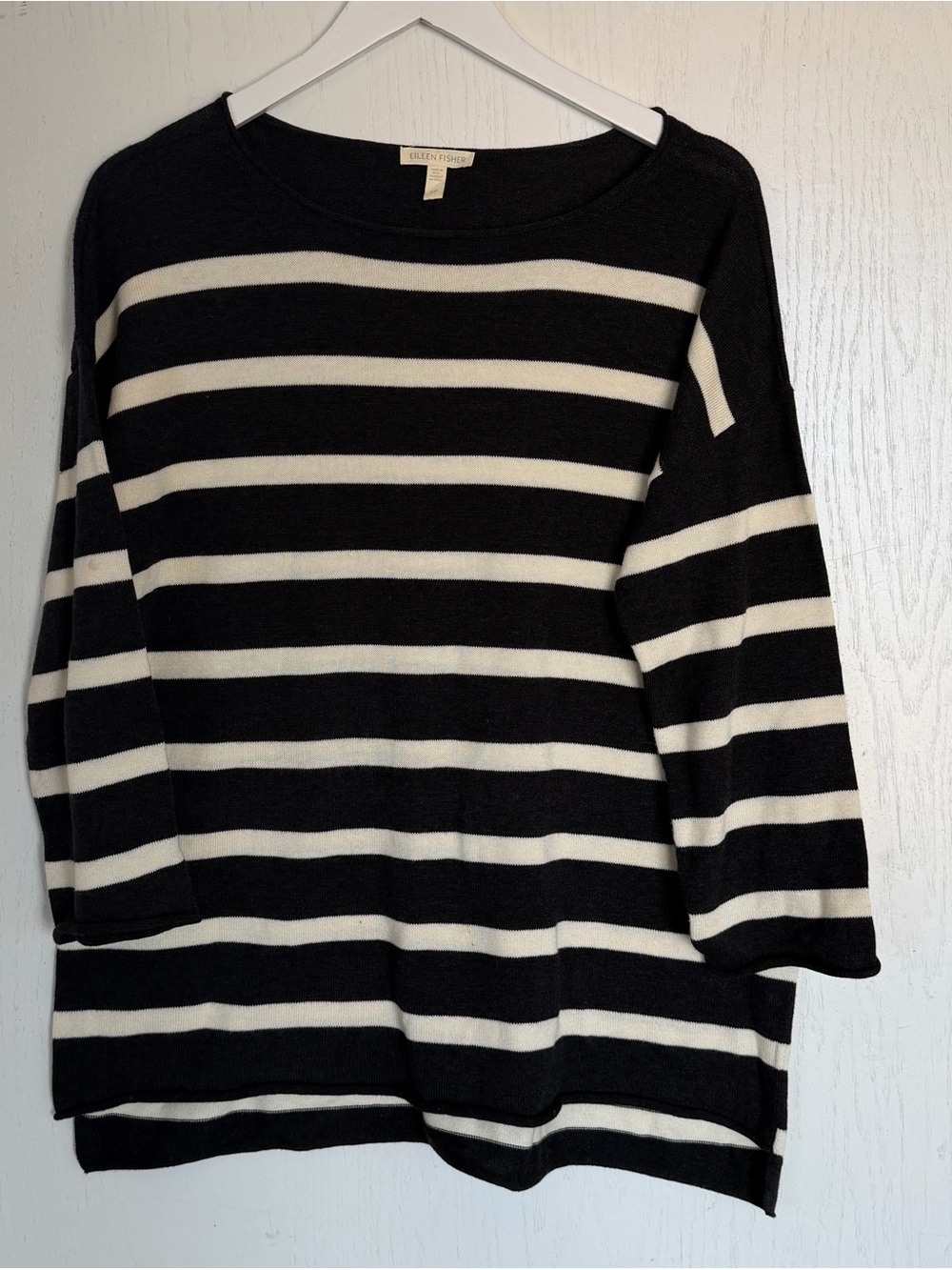 EILEEN FISHER Striped Organic Cotton Sweater Lightweight Size S